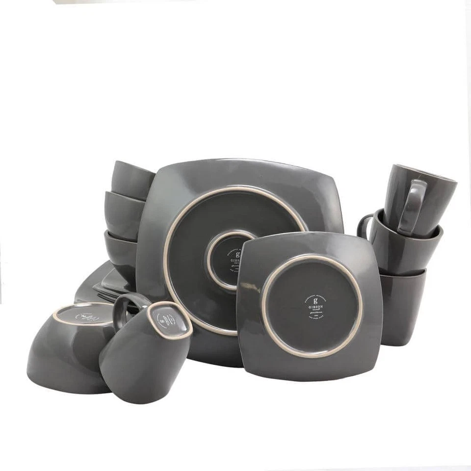 Dinnerware Set Casual Reactive Glaze Gray Stoneware 16-Piece (Service for 4) - Image 2 of 4