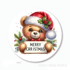 TEDDY BEAR MERRY CHRISTMAS SCRAPBOOK STICKERS ENVELOPE SEALS CHRISTMAS FAVORS