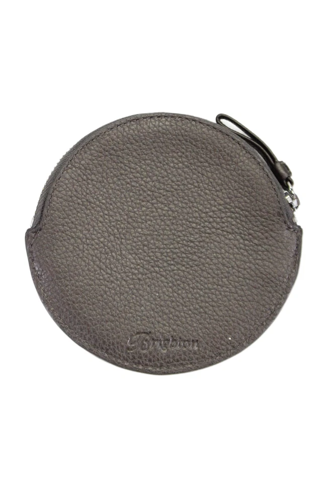 Cartera de monedas circular con cremallera con apliques geométricos de cuero gris Brighton para mujer Foto 2 de 4