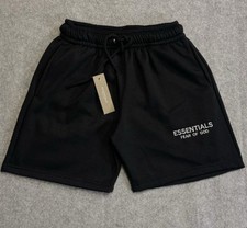 Essentials Fear of God Men's Black Sweat Shorts Drawstring Logo Pockets