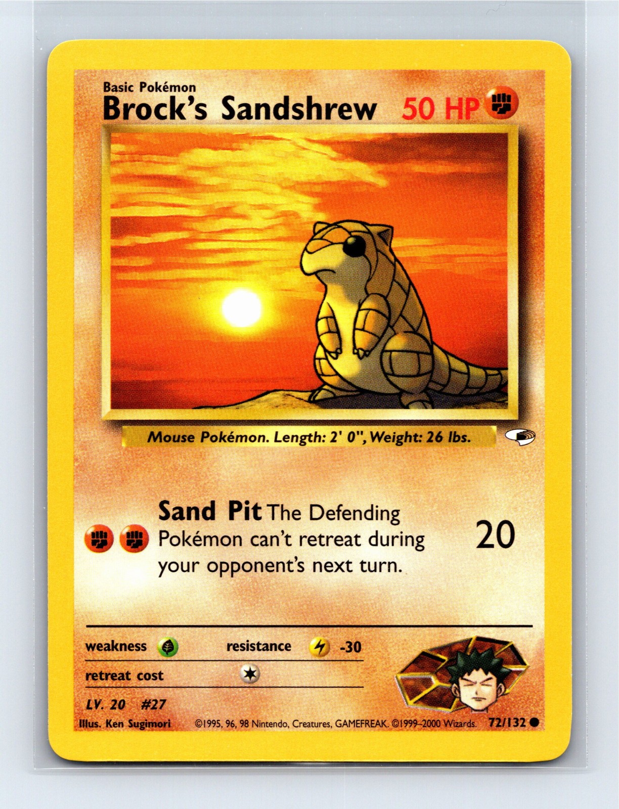 Brock's Sandshrew 72/132 Non Holo Common Gym Heroes Pokemon Card NM