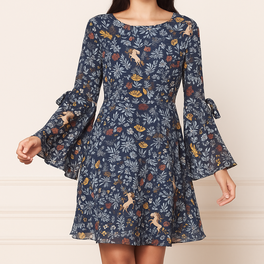 Lauren Conrad Runway Dress Womens M Navy Unicorn Forest Fairy Boho