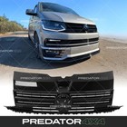 GLOSS BLACK BADGED FRONT BUMPER GRILLE GRILL FOR VW TRANSPORTER T6 VAN 16-19