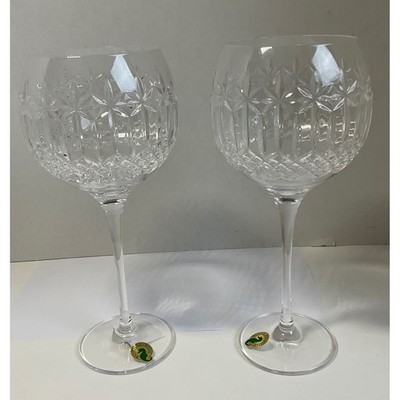 Waterford Balmoral Balloon Wine Glasses Pair Lead Crystal Set of 2 New in Box