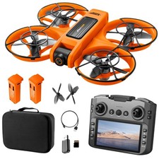 RC Drone with HD Dual Camera for Adults, FPV Drones with HD Screen on Orange