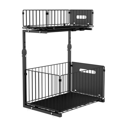 Under Sink Organizer Pull Out Drawer   2-Tier Sliding Storage Basket