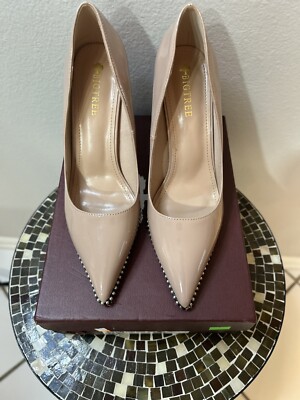 Bigtree  Tan  Pointed  Toe High Heel Silver Studded Shoes Size42/9.5