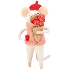 Primitives by Kathy Felt Mouse Red Roses Critter Ornament Valentines Day Holiday