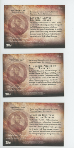 Abraham Lincoln 2009 Topps American Heritage Heroes' Journey 12 card lot - Picture 4 of 4