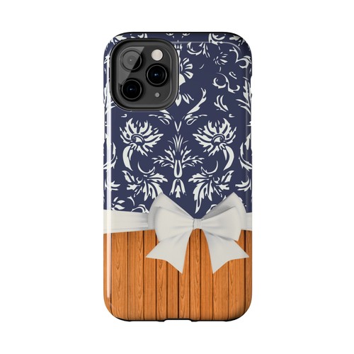 Blue White Floral Print Wood Footer Tough Phone Case for Iphone Samsung Galaxy - 第 76/108 張圖片