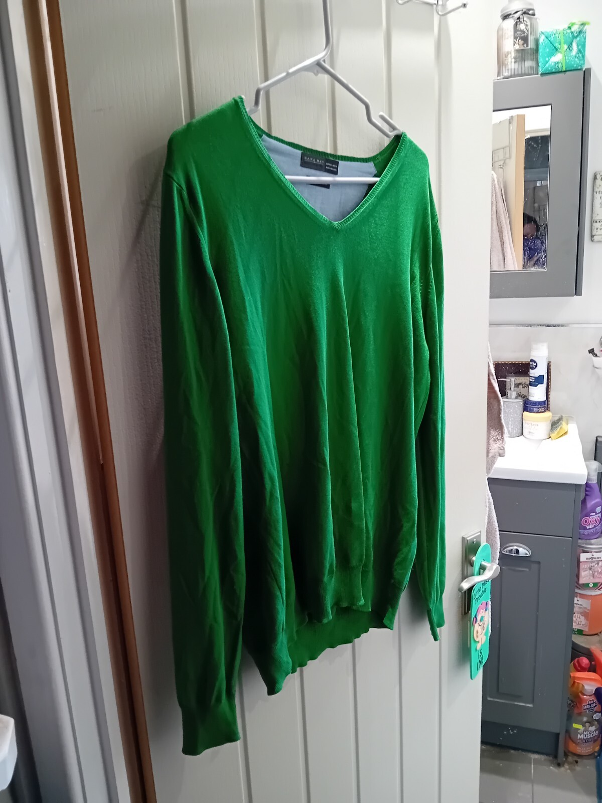 Zara Man Basic Collection Green V Neck Pullover, … - image 1