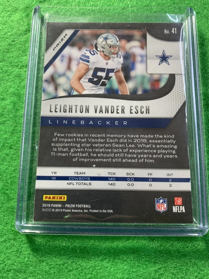 LEIGHTON VANDER ESCH RED LAZER PRIZM CARD JERSEY #55 COWBOY 2019 PRIZM FOOTBALL  - Image 2 of 4