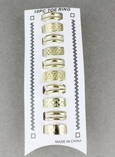 10 Gold toe rings 2line metal toe rings open ...