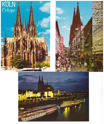 Deutschland Koln and Rhine Postcards Lot Vintage 80's + 20 Deutch Mark