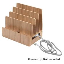 MobileVision Bamboo Charging Station  Multi Device Organizer Slim Version