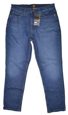 Lee Jeans Womens Size 14 M Blue Stretch High Rise Tapered Slim NEW