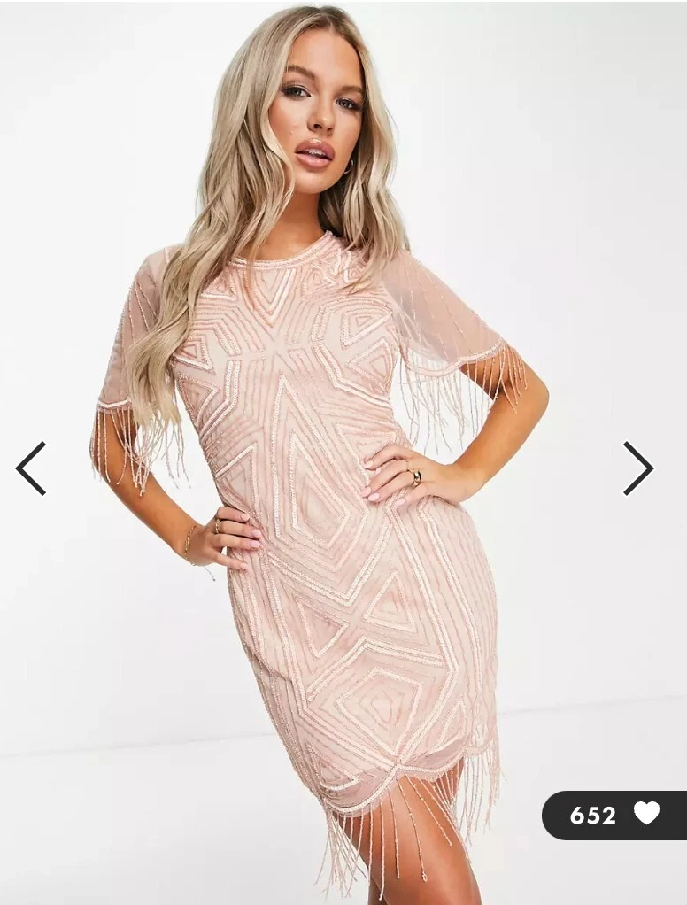 Blush top fringe dress