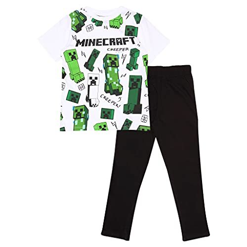 Minecraft Glitching Creeper Boys Long Pyjamas Set White/Black 4-15 Years PS4 ...