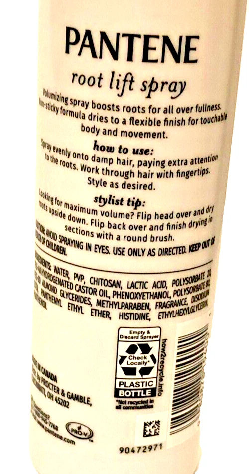 Spray voluminizador de elevación de raíces Pantene Pro-V para cabello 5,7 fl oz descontinuado Foto 4 de 4