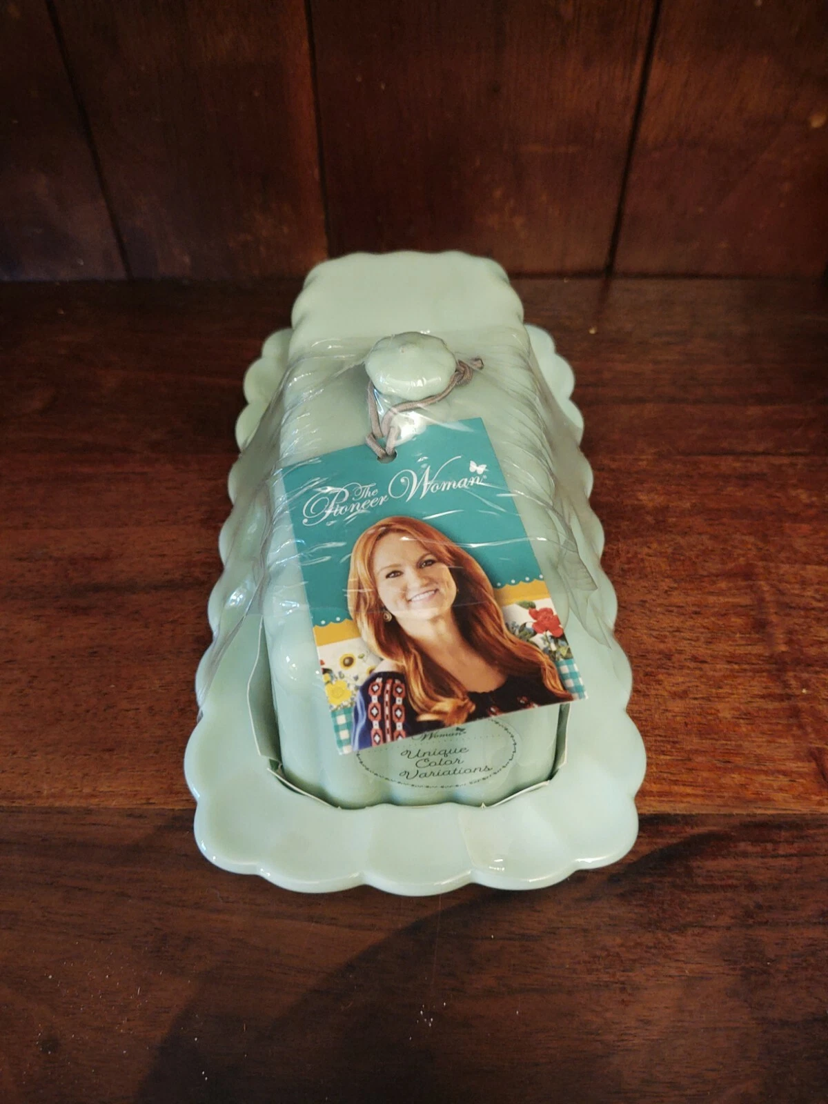 Pioneer Woman BUTTER DISH JADE JADEITE MILK GLASS Timeless Beauty WITH LID New