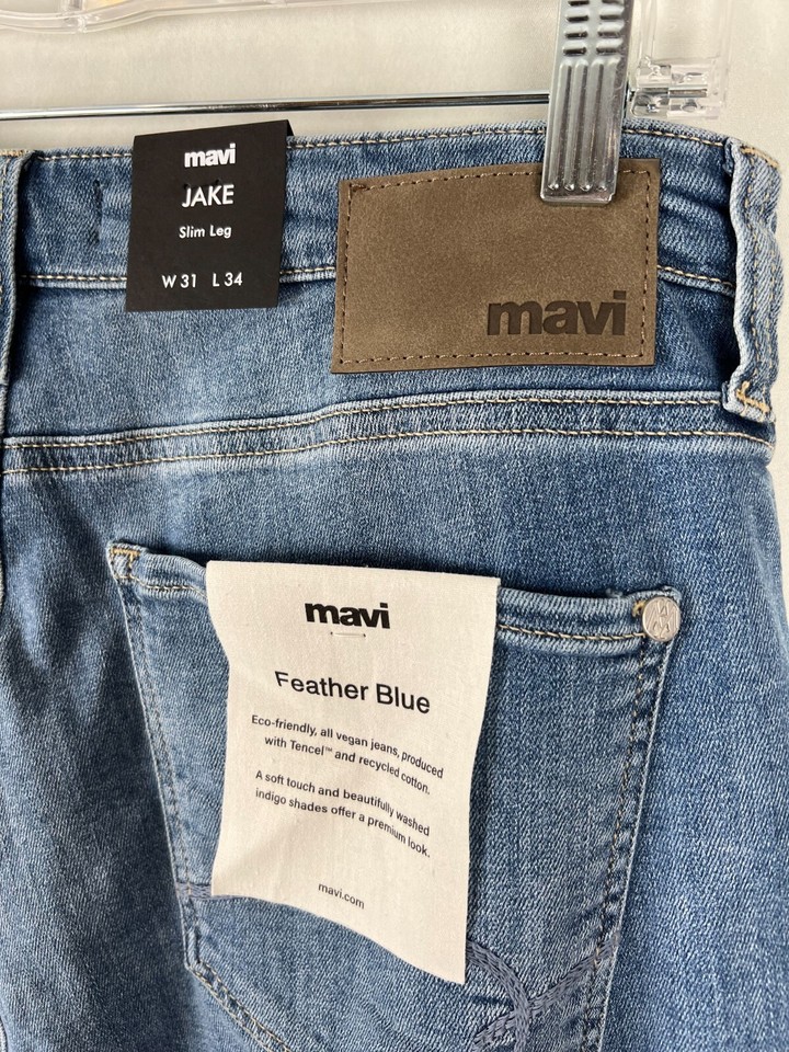 $148 NEW Mavi Jeans JAKE Slim Leg Stretch Light Brushed Feather Blue Sz ...