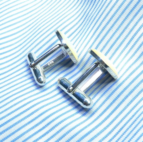 Pearl Cufflinks, Silver Cufflinks, Groomsmen Cufflinks, Sterling Silver Cufflink - Picture 4 of 4