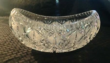 Heavy American Brilliant Cut Crystal Boat Serving Bowl