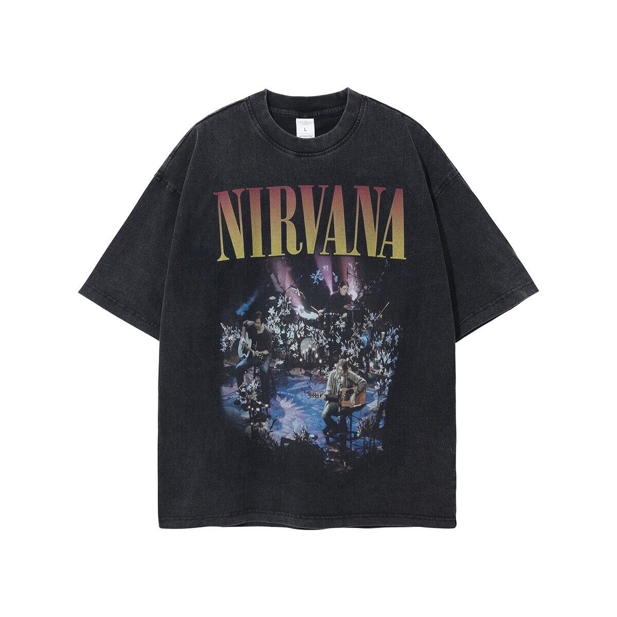 Unisex Washed T-Shirt Oversized Streetwear Nirvana | eBay