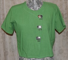 Beautiful Metal Elephant Button Closures Green Jacket From Thailand Cotton  Lar