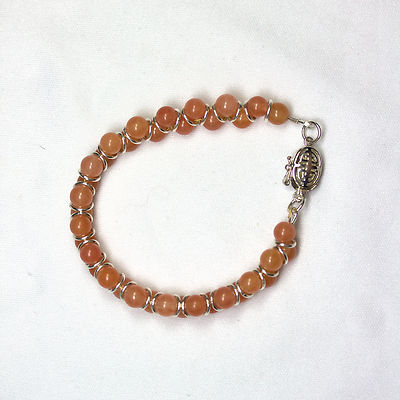 Sterling Silber .925 afrikanischer rosa Achat Armband 7,5'' Handgelenk