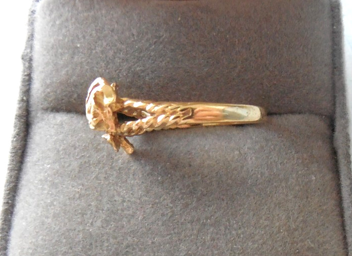 14k Solid Yellow Gold Ring Open Rose design, size… - image 2