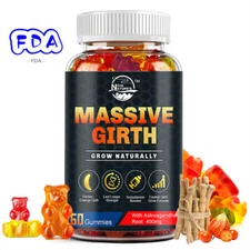 XXXL Plus Size Male ENLARGER Longer Wider Bigger Man Natural Growth Gummies NEW