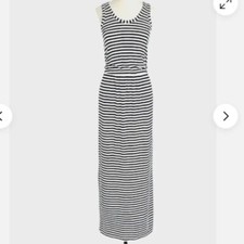J.Crew Factory Dress XS Womens Blue Striped Sleeveless Maxi Dress Side Slits