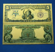 🔥1899 Silver Certificate Running Antelope/Chief One Papa. 24kt Gold Foil Note🔥