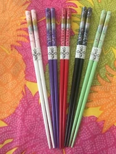 5 COLOR VARIATION JAPANESE COLORFUL CHOPSTICKS W/GOLD & SILVER --VERY BEAUTIFUL
