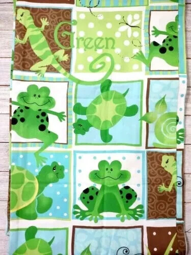 Turtle Lizard Frog Fun Fabric Piece 22x14 Inch Craft Supplies USA Seller