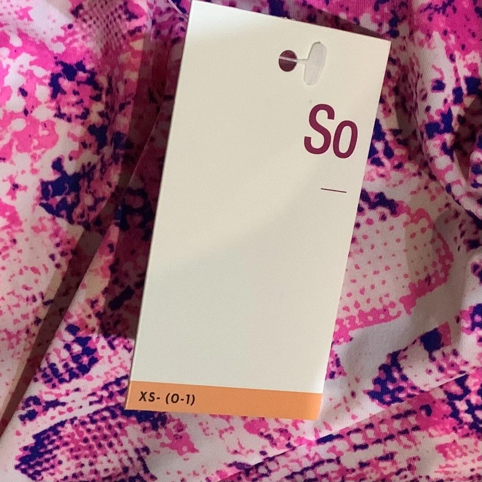 Pantalones de natación So Juniors fruncidos cintura alta XS 0-1 nuevos con etiquetas rosa pitón bonitos Foto 4 de 4