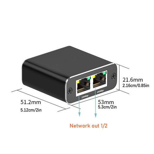 1000Mbps RJ45 1 to 2 Out Ethernet Network Splitter With USB Power Cable - Afbeelding 12 van 21