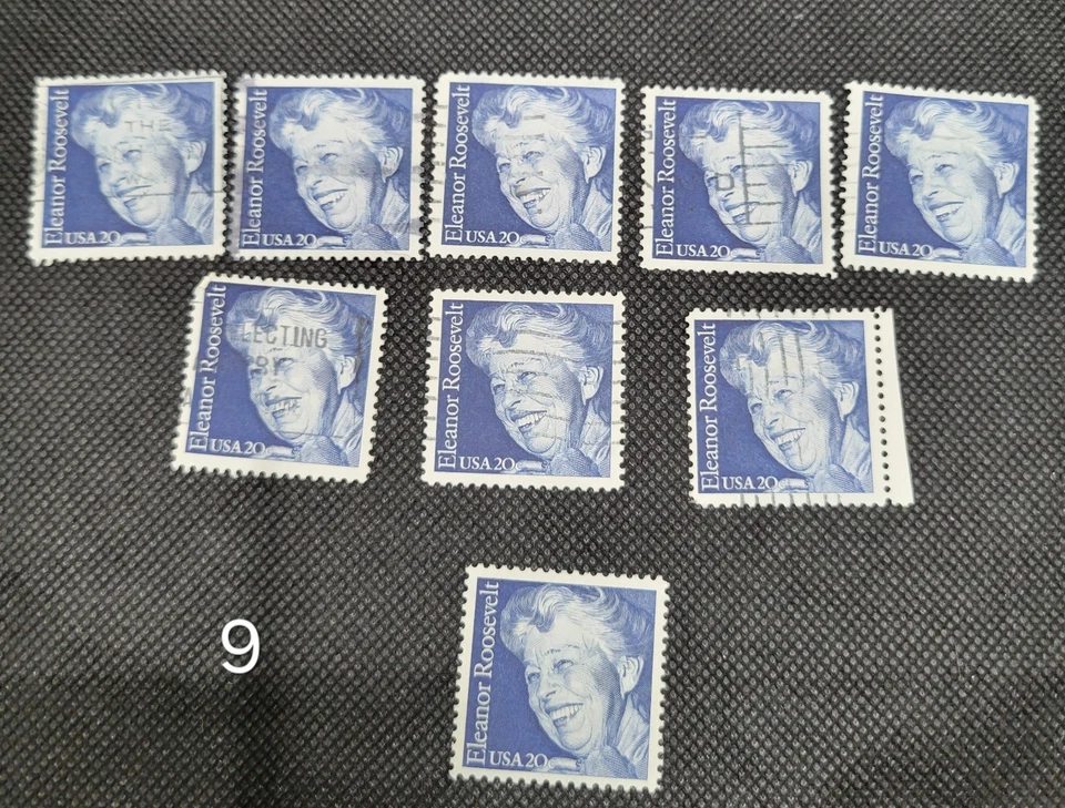 US Stamp Scott 2105 1984 20c Eleanor Roosevelt Mint Stamp with 8 Used  - Image 2 of 3