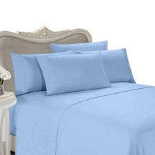 Luxurious Six 6 Piece Blue Solid Solid/Plain, Eastern King Size, 1200 Threa...