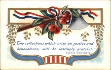 Patriotic George Washington Axe Quote Cherry Gilt Embossed Vintage Postcard