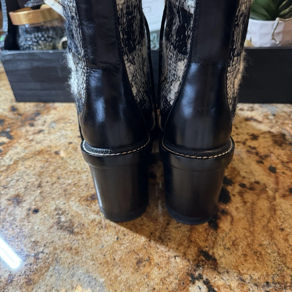 Bota de combate Tory Burch Miller suela de lana gruesa tacón bloque talla 8 para mujer Foto 3 de 4