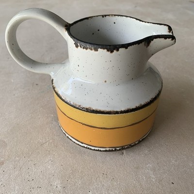 Vtg MCM Stonehenge Creamer Midwinter Sun Pitcher 1970s Gold Yellow England