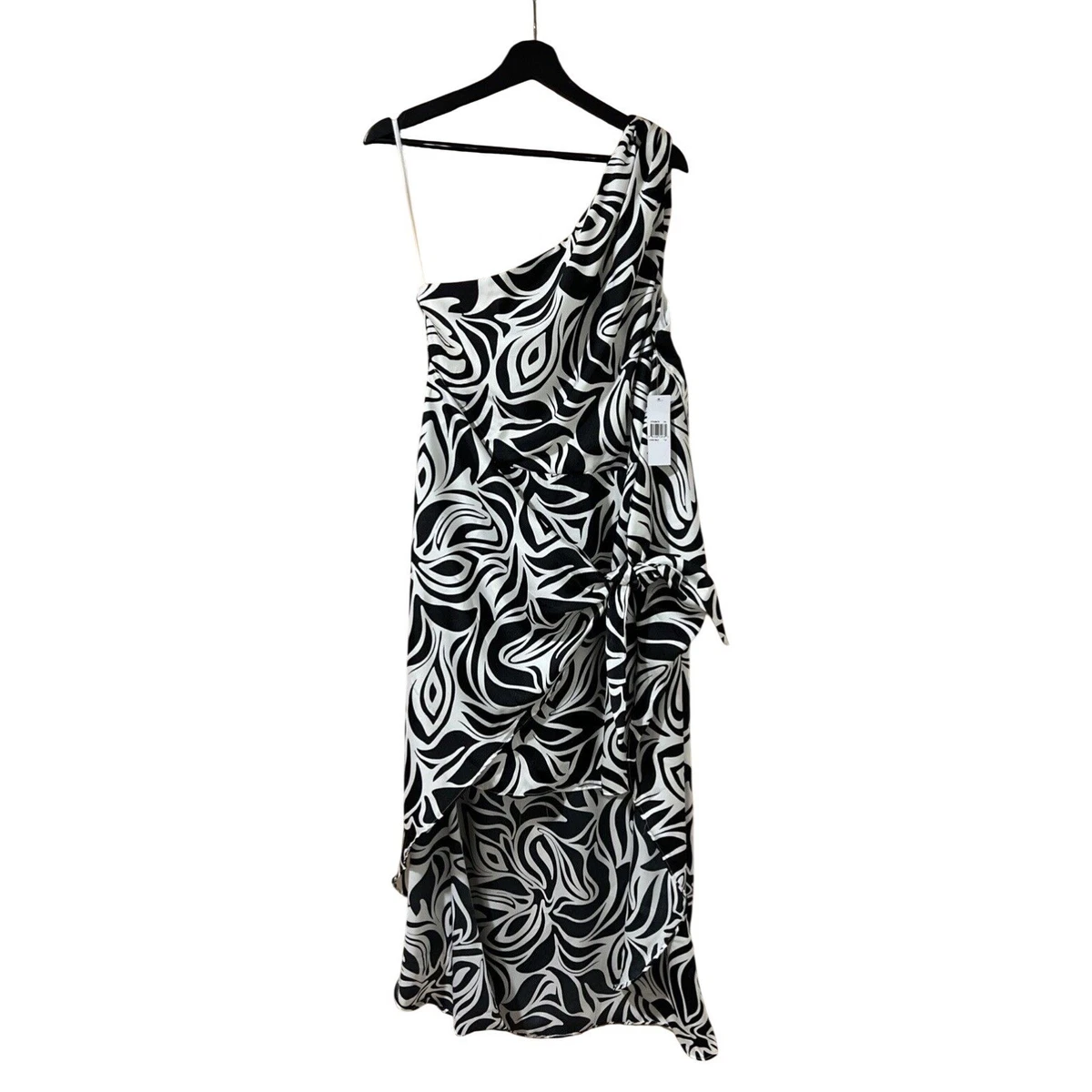 sleeveless draped front asymmetric hem dress donna morgan for maggy Rosy Draped Asymmetrical Dress in Coral Maze main image 1