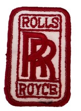 Vintage Sew On Embroidered Patch Badge RR Rolls Royce Red On White 3  X 2  