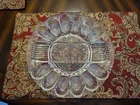 L.E. Smith Heritage Clear Glass Deviled Egg Plate Depression Divided Tray Easter