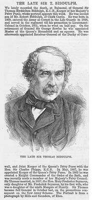 Sir Thomas Myddleton Biddulph Keeper of Royal Privy Geldbörse - Antikdruck 1878