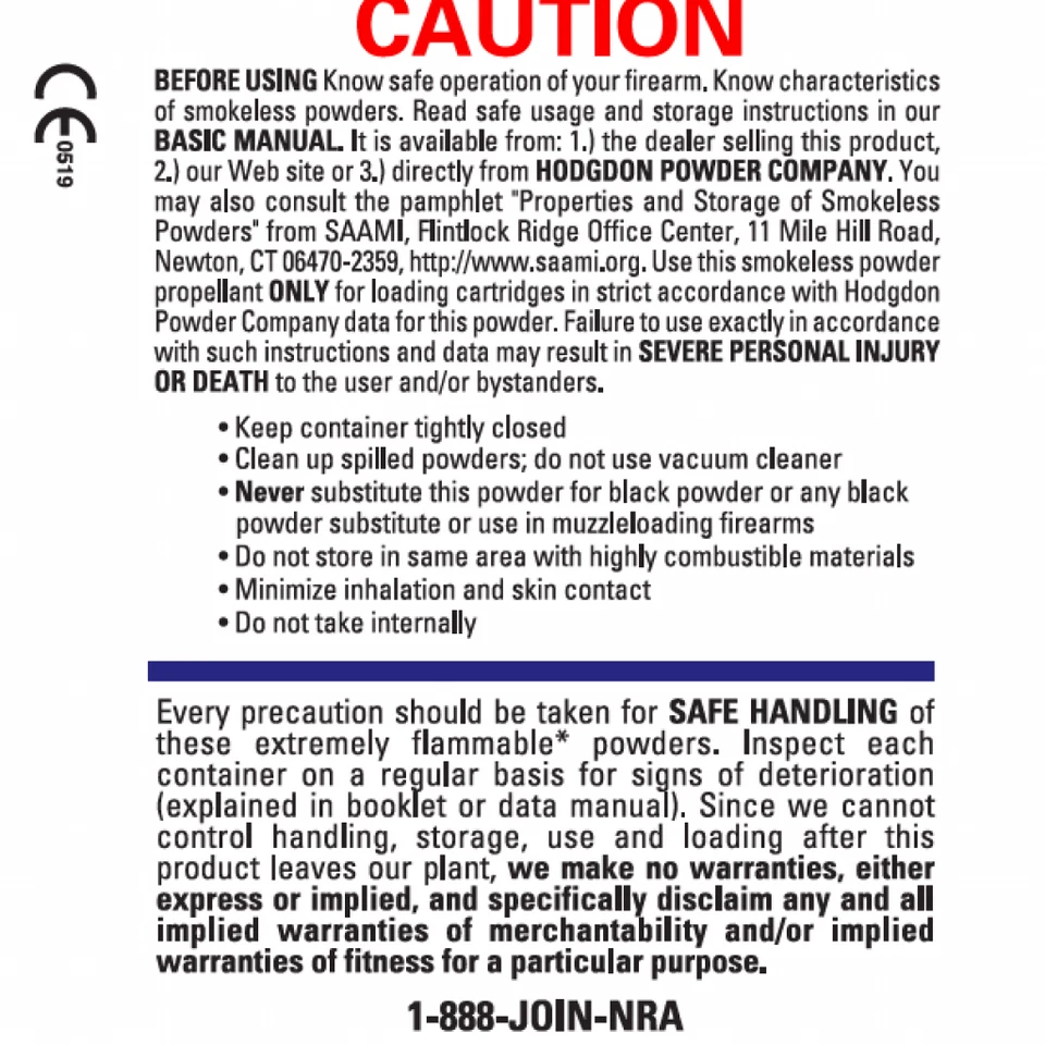 Polvo Hodgdon H4350 por lo que es insensible al calor y al frío, tamaño 8 lb Foto 3 de 3