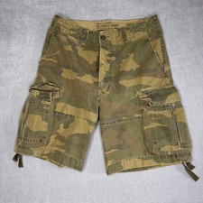 VTG Abercrombie Fitch Twill 7 Pocket Cargo Shorts 32 Heavy Weight Camo