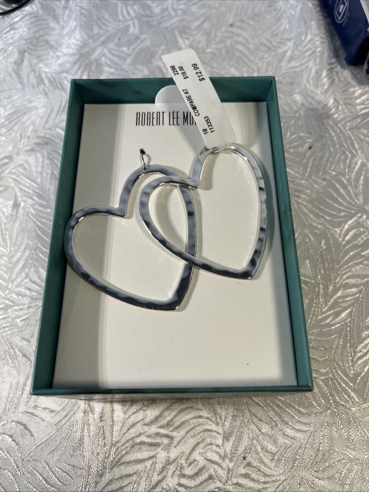 RLM Oversized Heart Drop Earrings Robert Lee Morris 3-1/4"Earrings NEW BOXED QVC